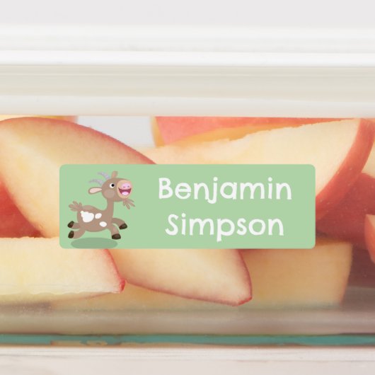 Schattigee Happy Billy Goat cartoon gepersonalisee Labels (Aangebracht)