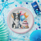 Schattigee Happy Birthday Border Collie Party Papieren Bordje (Feest)