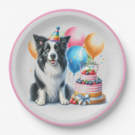 Schattigee Happy Birthday Border Collie Party Papieren Bordje