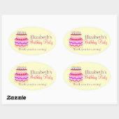 Schattigee Happy Birthday Cake gepersonaliseerd Ovale Sticker (Vel)