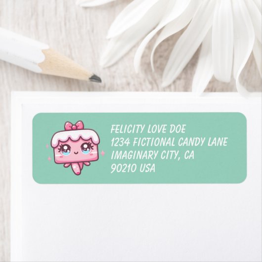 Schattigee Happy Birthday Cake Retourlabels Etiket (Insitu)