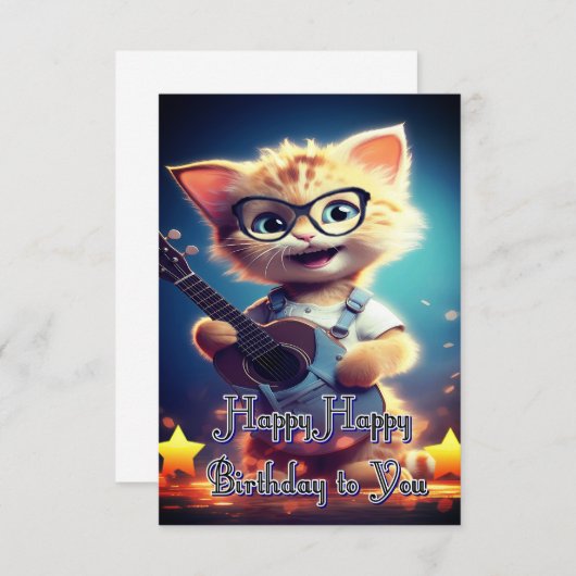 Schattigee Happy Birthday cat (Voorkant / Achterkant)