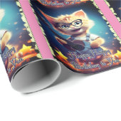 Schattigee Happy Birthday cat Cadeaupapier (Rol Hoek)