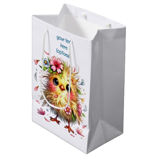 Schattigee Happy Birthday Chick Medium Cadeauzakje (Voorkant Gekanteld)