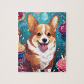Schattigee Happy Birthday Corgi Dog Legpuzzel (Verticaal)
