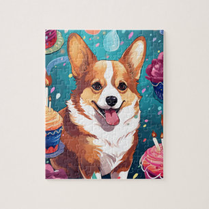 Schattigee Happy Birthday Corgi Dog Legpuzzel
