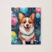 Schattigee Happy Birthday Corgi Dog Legpuzzel (Verticaal)