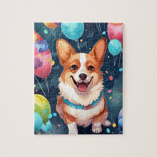 Schattigee Happy Birthday Corgi Dog Legpuzzel (Verticaal)