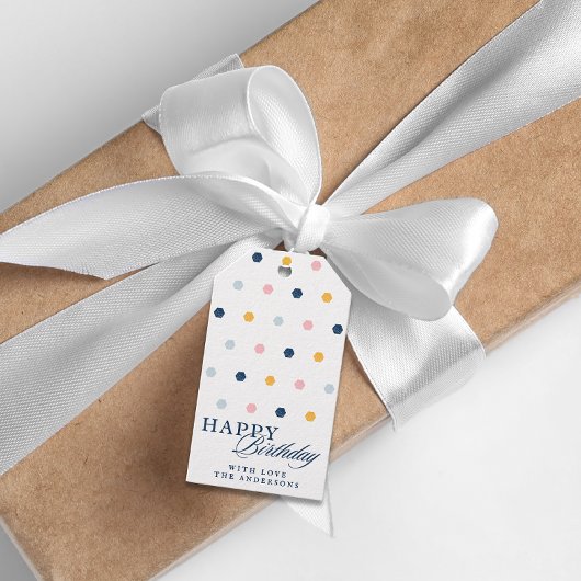Schattigee Happy Birthday Kleurrijk Gepersonalisee Cadeaulabel