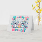 Schattigee Happy Birthday Koala Beren Kaart (Gele Bloem)