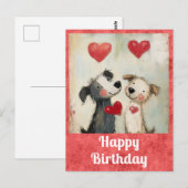 Schattigee Happy Birthday Waterverf Puppy Hondenha Briefkaart (Voorkant / Achterkant)