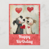 Schattigee Happy Birthday Waterverf Puppy Hondenha Briefkaart (Voorkant)