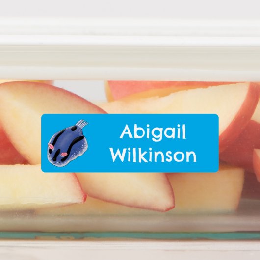 Schattigee Happy Blue naaktslak cartoon gepersonal Labels (Aangebracht)