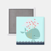Schattigee Happy Blue Ocean Beach Whale Magneet (Voorkant / Achterkant)