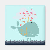 Schattigee Happy Blue Ocean Beach Whale Magneet (Voorkant)