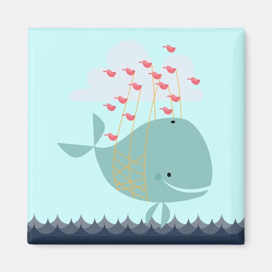 Schattigee Happy Blue Ocean Beach Whale Magneet (Voorkant)