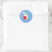 Schattigee Happy Blue Shark met een rood hart Ronde Sticker (Tas)