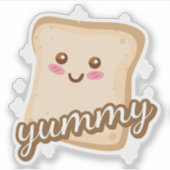 Schattigee Happy Bread Tekening Art Sticker (Voorkant)