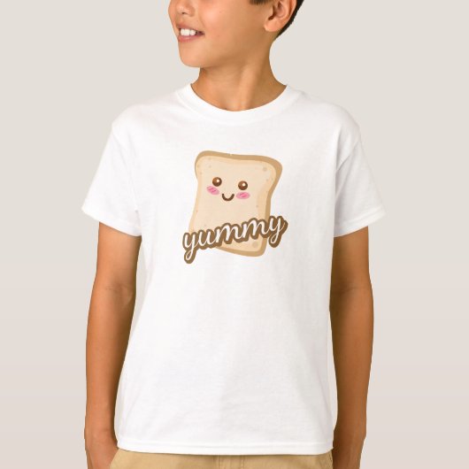 Schattigee Happy Bread Tekening Art T-shirt (Voorkant)