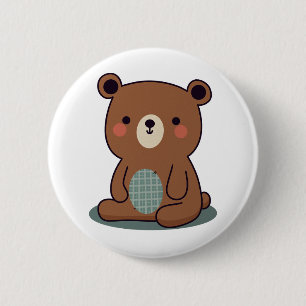 Schattigee Happy Brown Teddy Bear Ronde Button 5,7 Cm