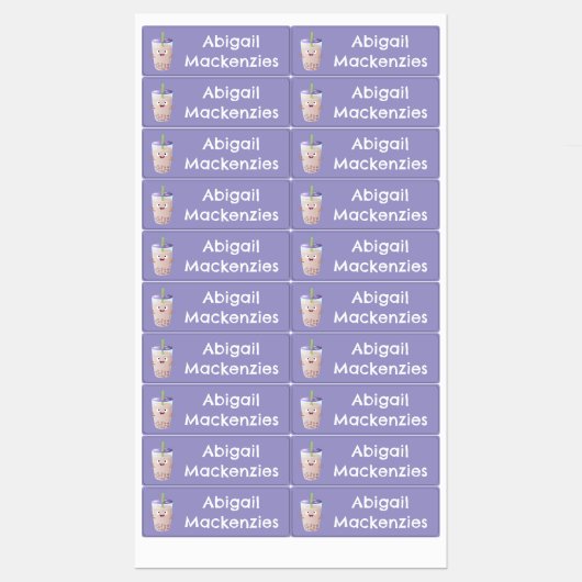 Schattigee Happy Bubble Tea Boba cartoon gepersona Labels (Vel)