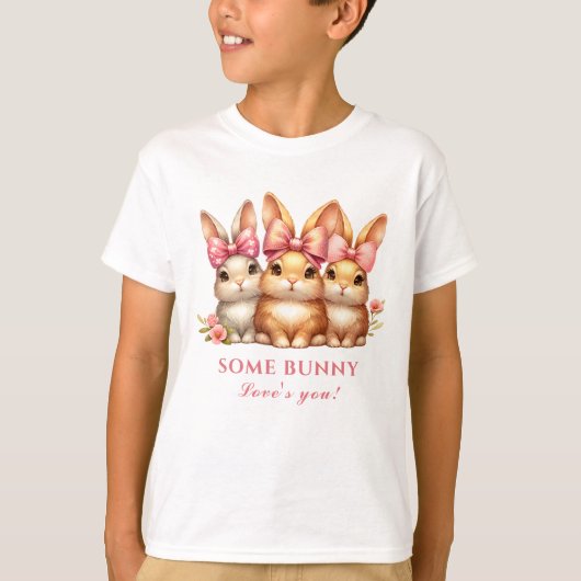Schattigee Happy Bunny Kinder Meisje Waterverf Pas T-shirt (Voorkant)