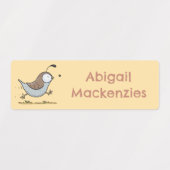 Schattigee Happy Californische kwartel cartoon gep Labels (Design 2)