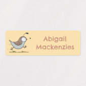 Schattigee Happy Californische kwartel cartoon gep Labels (Design 1)