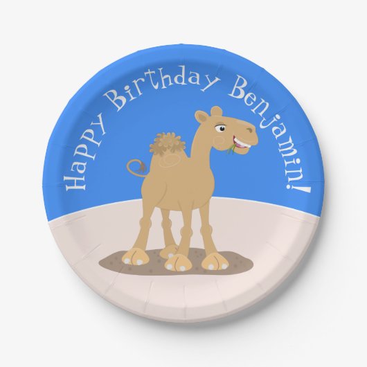 Schattigee Happy Camel gepersonaliseerde cartoon Papieren Bordje (Voorkant)
