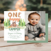 Schattigee Happy Camper foto 1e verjaardag uitnodi Kaart