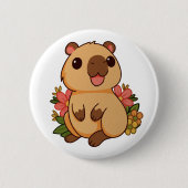 Schattigee Happy Capybara-tekening Ronde Button 5,7 Cm (Voorkant)