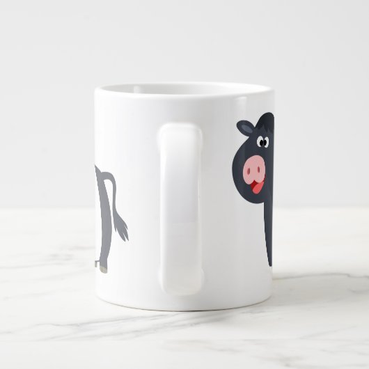Schattigee Happy Cartoon Belted Galloway Koe Jumbo Grote Koffiekop (Achterkant)