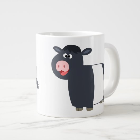 Schattigee Happy Cartoon Belted Galloway Koe Jumbo Grote Koffiekop (Voorkant rechts)