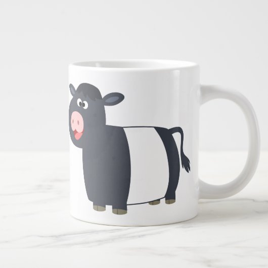 Schattigee Happy Cartoon Belted Galloway Koe Jumbo Grote Koffiekop (Rechts)
