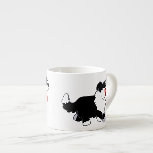 Schattigee Happy Cartoon Border Collie Espresso Mo Espresso Kop (Voorkant rechts)