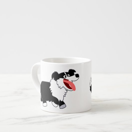 Schattigee Happy Cartoon Border Collie Espresso Mo Kop (Links)