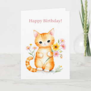 Schattigee Happy Cartoon Cat Kitten Verjaardag Kaart