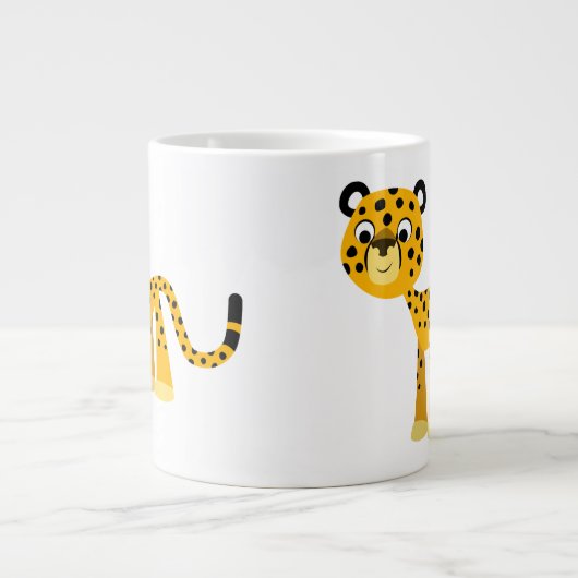 Schattigee Happy Cartoon Cheetah Jumbo Mok (Voorkant)