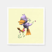 Schattigee Happy Cartoon Duck Running Through Flow Servetten (Voorkant)