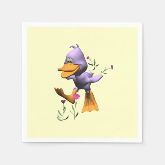 Schattigee Happy Cartoon Duck Running Through Flow Servetten (Voorkant)
