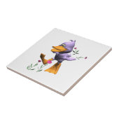 Schattigee Happy Cartoon Duck Running Through Flow Tegeltje (Zijkant)