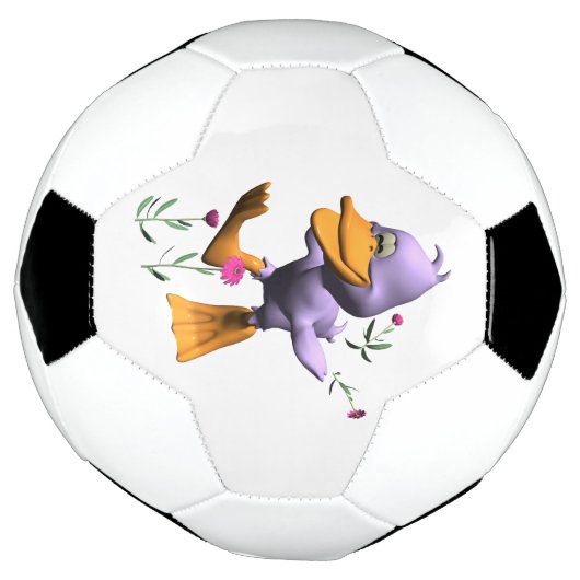 Schattigee Happy Cartoon Duck Running Through Flow Voetbal