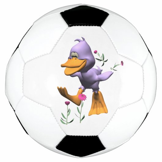Schattigee Happy Cartoon Duck Running Through Flow Voetbal (Voorkant)