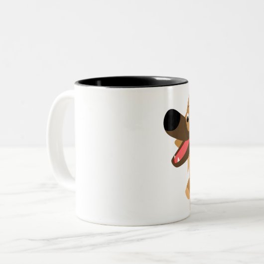 Schattigee Happy Cartoon Duitse Herder Mok (Voorkant links)