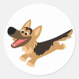 Schattigee Happy Cartoon Duitse Herder Sticker