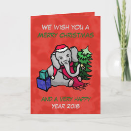 Schattigee Happy Cartoon Kerstolifant Feestdagen Kaart