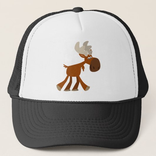 Schattigee Happy Cartoon Moose Trucker Hoed Trucker Pet (Voorkant)