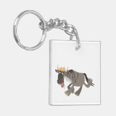 Schattigee Happy Cartoon Wildebeest Acryl Sleutelh Sleutelhanger (Voorkant Links)