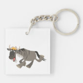 Schattigee Happy Cartoon Wildebeest Acryl Sleutelh Sleutelhanger (Achterkant)