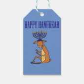 Schattigee Happy Chanoeka rendieren Cartoon Cadeaulabel (Voorkant)